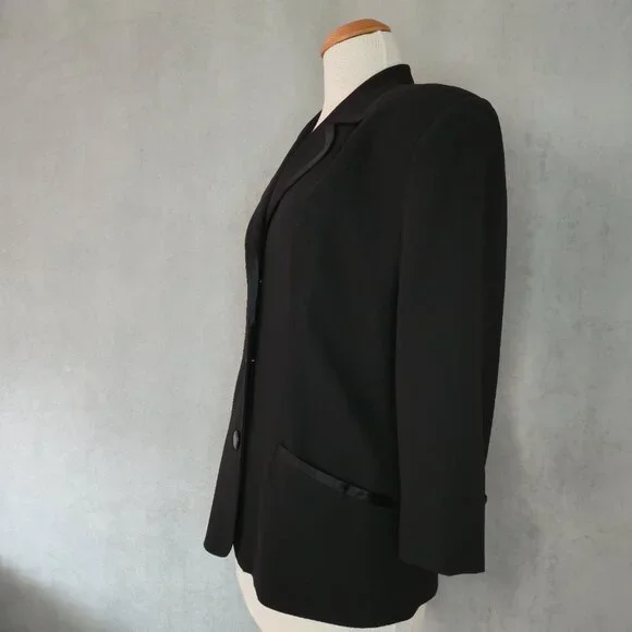 Vintage Jacob 3/4 Sleeve Blazer | Satin Trim Detail | Size 10 - Picture 3 of 10